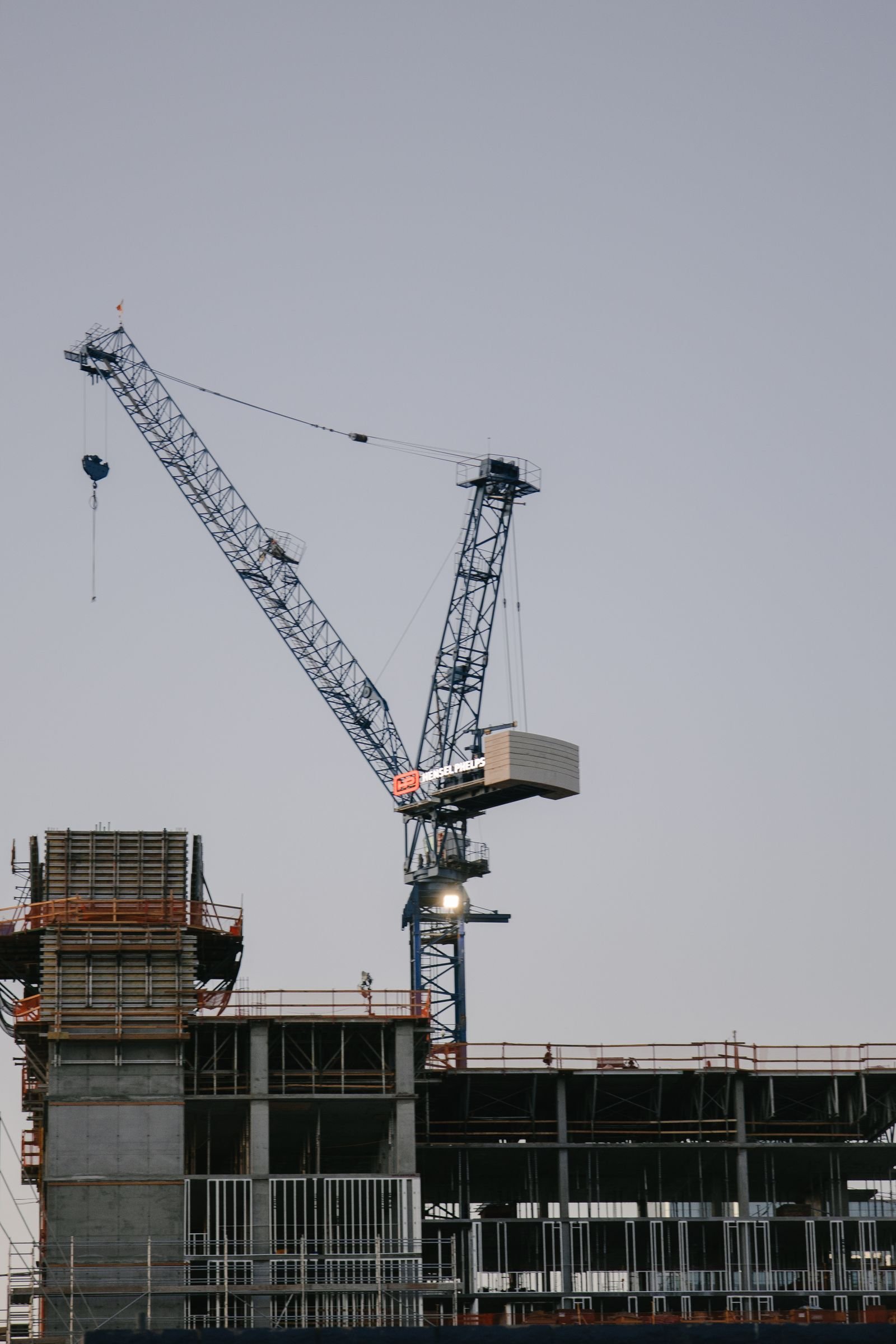 Steel and concrete building under construction